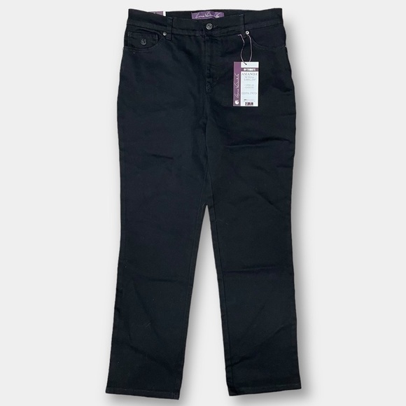 NWT Gloria Vanderbilt Amanda Original Slimming High Jeans Short Black Size 8P - Picture 1 of 8